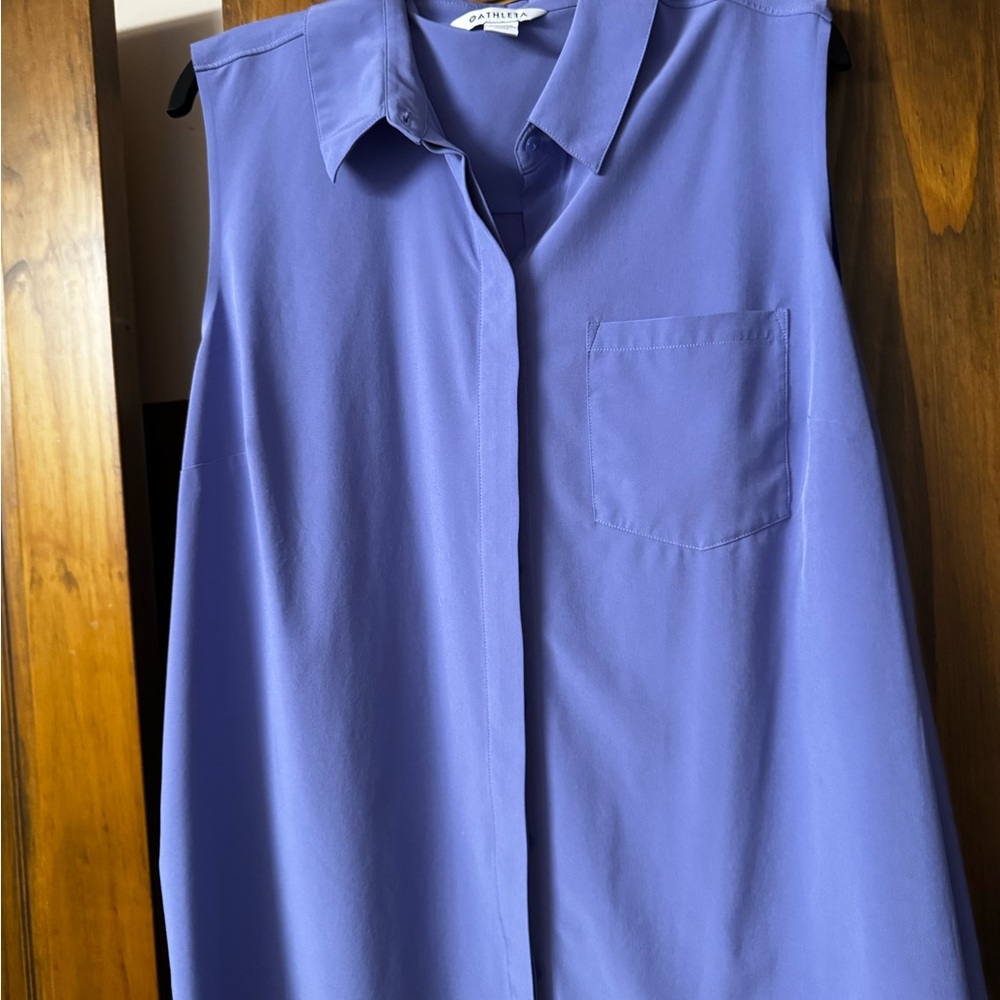 Athleta Periwinkle Sleeveless Button-Front Blouse